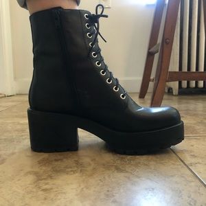 Black combat boots
